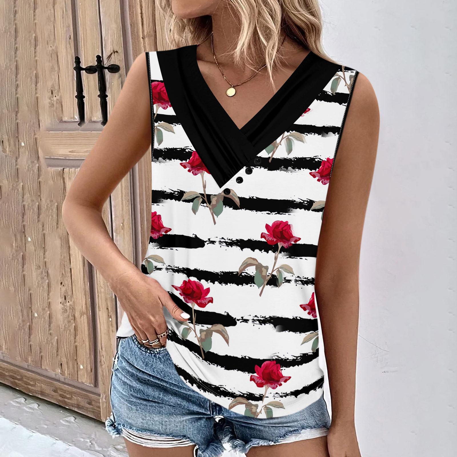 

Летние женские топы на бретелях с v-образным вырезом, повседневные рубашки без рукавов с принтом, повседневные свободные плиссированные футболки, футболки, женская блузка XL красный