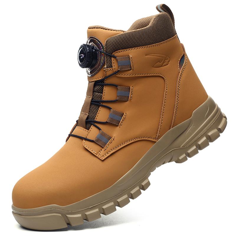 Men's/Women's Indestructible Work Shoes Steel Toe Water-Resistant Safety Boots, Light Weight Anti-Puncture with Rotary Button
