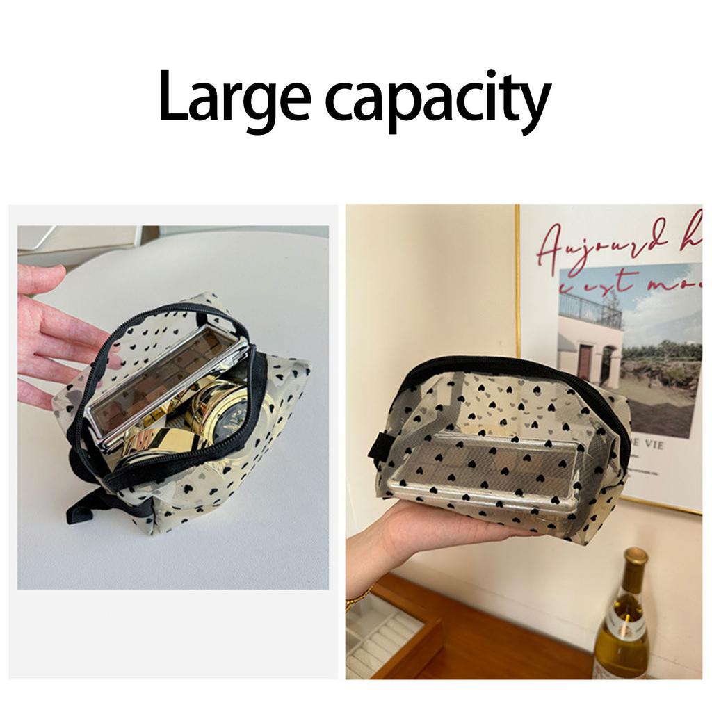 Beflocktes Netz Transparente Aufbewahrungstasche für Kosmetikzubehör Reiseutensilien mit geräumigem Innenraum