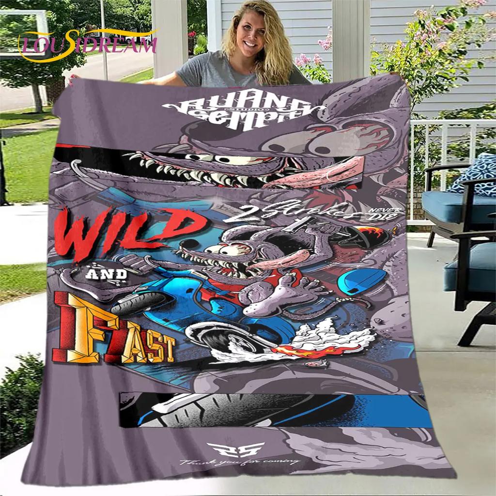 Funny Rat Fink Cartoon Soft Plush Blanket,Flannel Blanket Throw Blanket for Living Room Bedroom Bed Sofa Picnic Cover Bettdecke