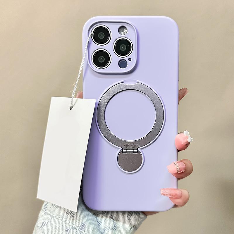 

Liquid Silicone Magnetic Metal Ring Stand Holder Case For iPhone 16 15 14 13 Pro Max iPhone16 For Magsafe Wireless Charge Cover For iPhone 13 Pro