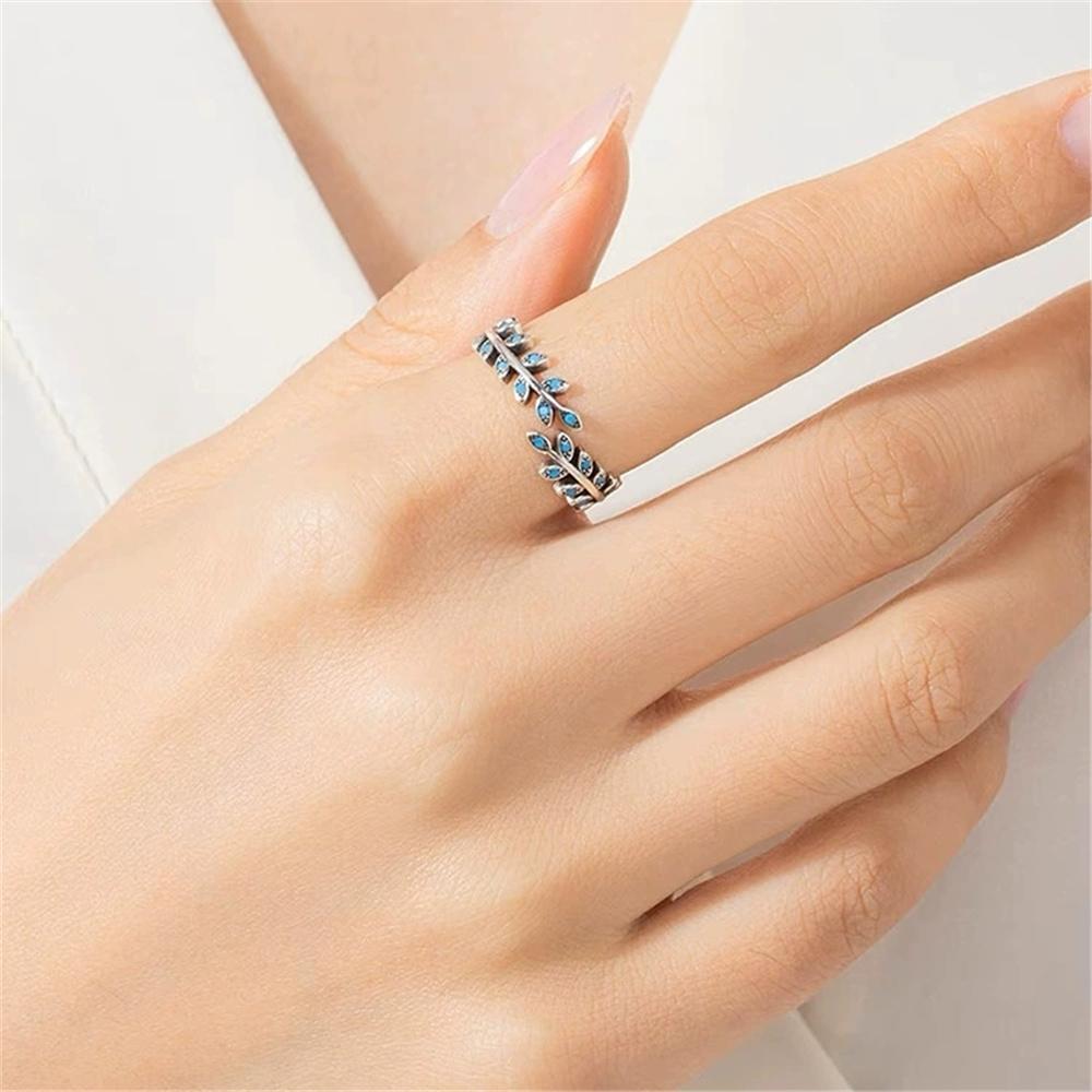 Cute Female Silver Color Leaf Wedding Rings Promise Open Adjustable Engagement  For Women