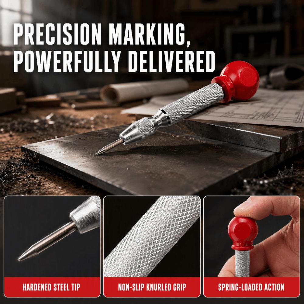 2pcs Knurled Grip Automatic Center Punch Hard Tip Metal Punch Tool Home Workshop