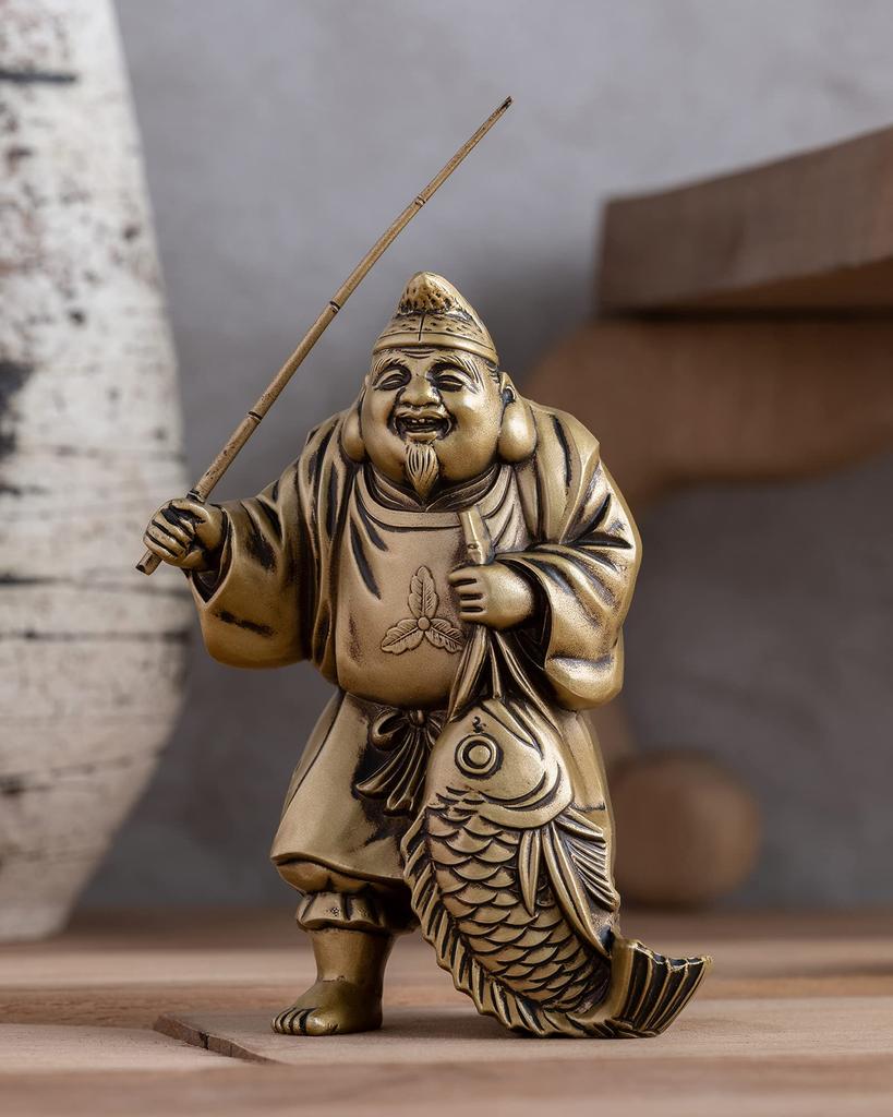 Seven Lucky Gods of Good Luck Ebisu Silky Gold Buddhist Hideun Makita Buddha Statue Ornament Takaoka Copperware sculptor Prototype_Kobiki (Ebisu 7F)