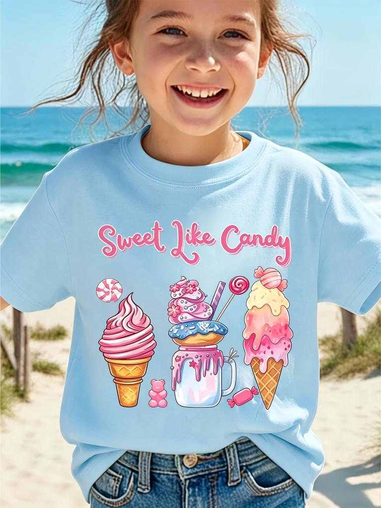 Passendes Eltern-Kind-T-Shirt Süß wie Süßigkeiten Eiscreme Grafik Kurzarm Baumwoll-T-Shirt Mädchen Jungen Kinder Sommer Freizeitkleidung