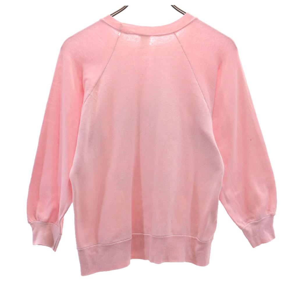 OLD 80s 90s Made in USA Long sleeve sweat trainer S pink Women Used