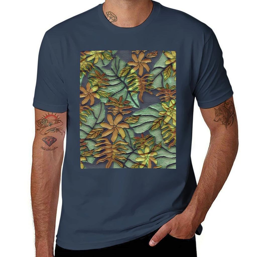 Tropical Mix In Oil Tshirt Plus Size Lightweight Tee Shirt Tshirt