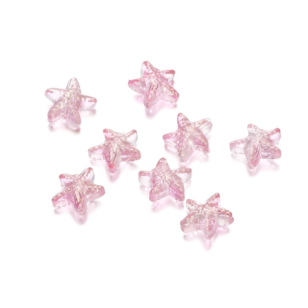 10/20Pcs/Lot 15*15.5mm Glass Starfish Shape Charm Small Loose Beads for DIY Jewelry Making Earrings Bracelet Wholesale