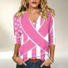 Women's V-Neck Printed 3/4 Sleeve Blouse Casual Top