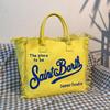 Large Capacity Canvas Tote Bag with Denim Fabric and Tassel Design for Commuting
