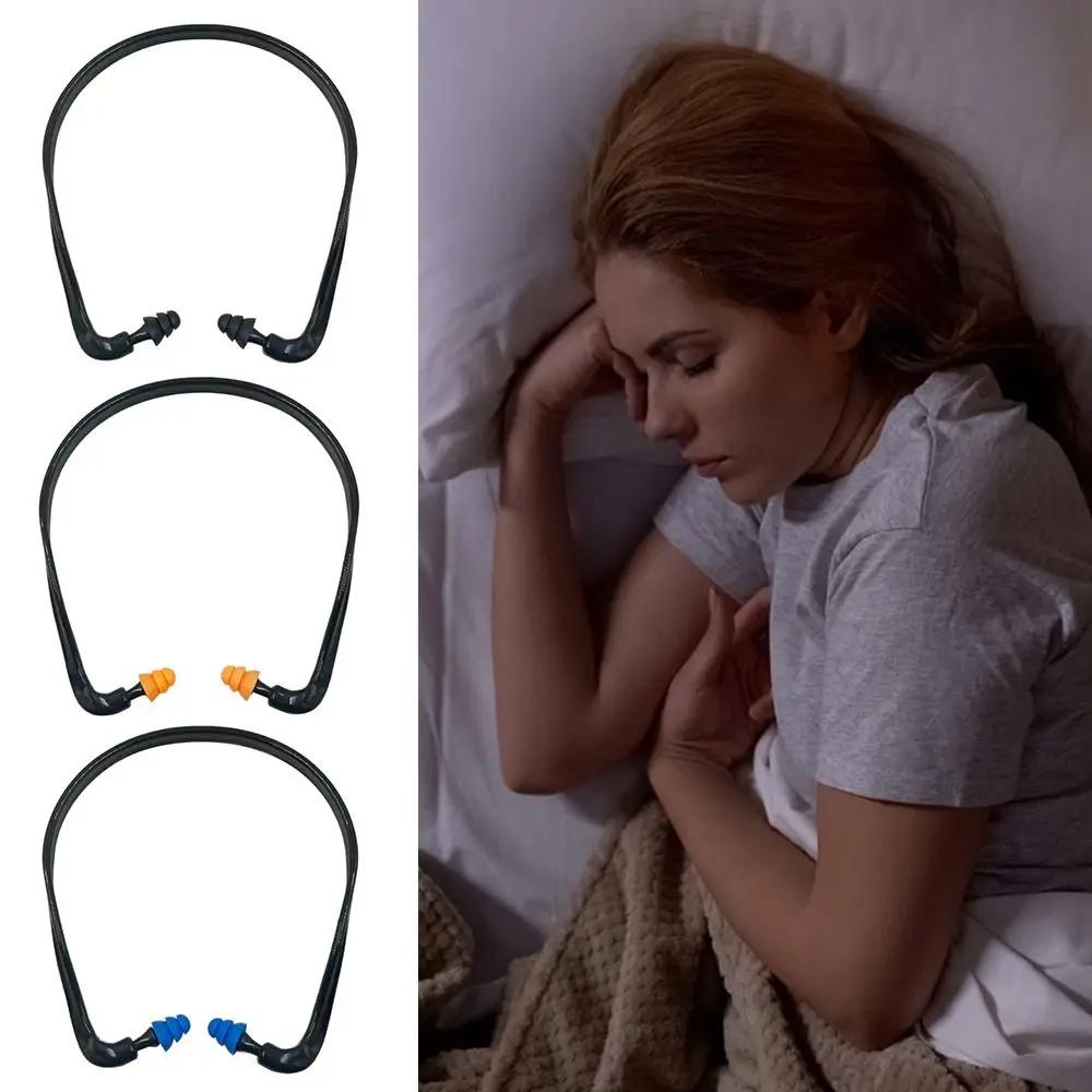 Soft Silicone Headband Earplugs Anti Noise Waterproof Swimming Sleeping Noise Reduction Reusable Ear Plugs Blue Black Orange