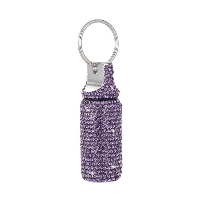 Keychain Pill Box Small Travel Pill Case Organizer Crystal Diamond Medicine Bottle Pill Bottle Keychain