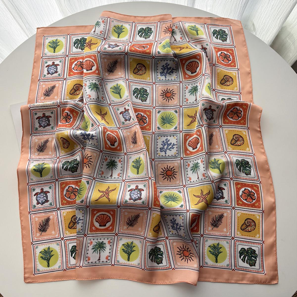 

70*70cm Fashion Square Scarf For Women Elegant Ladies Hijab Neckerchief Shawl Luxury Soft Stain Imitation Silk Scarves