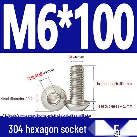 ISO7380 Stainless Steel Hex Drive Dome Head Screws - M2 to M16