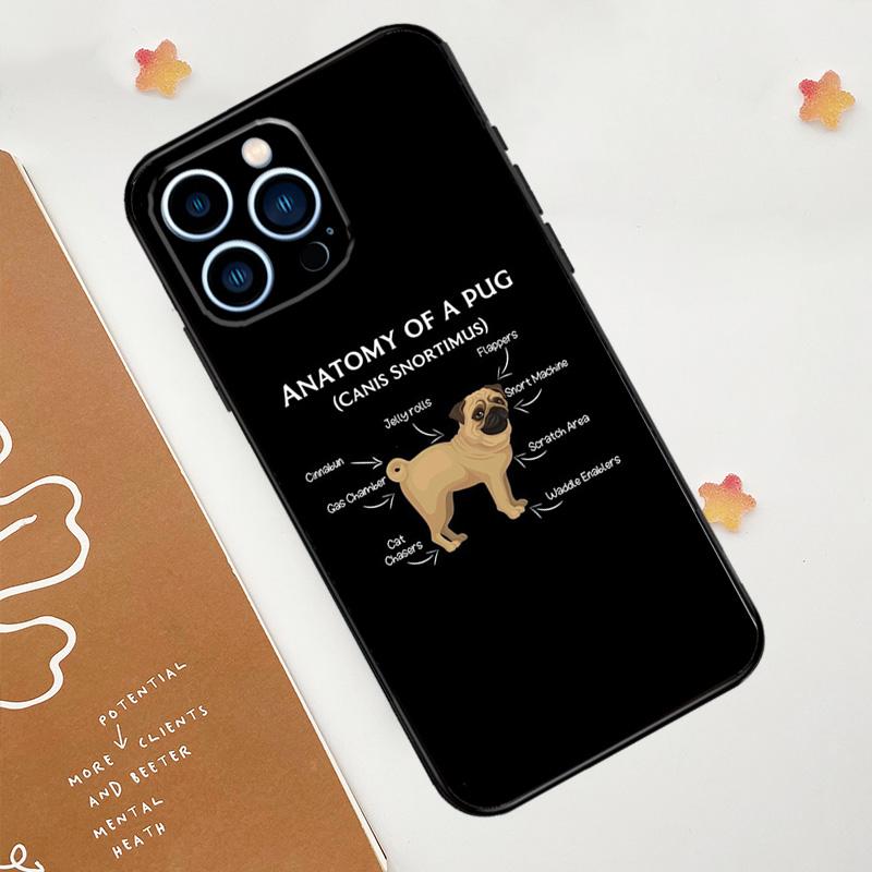 Cute Pug Dog Phone Case For iPhone 17 Pro Max 14 11 15 16 Pro Max 12 13 mini 16 Plus 16e 17 Air Funda