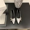 Fashion Pointed Toe Women Loafers Black Silver Brown Mid Heeled Belt Buckle 2024 New Arrivals Fashion Dress Shoes Woman Size 35-39 Pumps