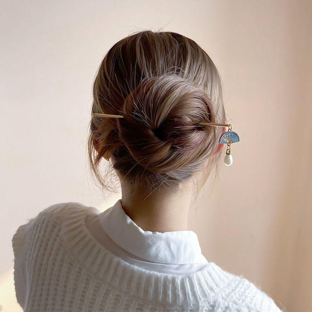 Headwear Cheongsam Metal Hairpin Ancient Style Hairpin Chinese Style Headwear Hanfu Fan Hair Sticks