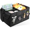 Car Trunk Backseat Organizer, Waterproof Large Capacity Auto Storage Organizer, Collapsible Multi Compartment Trunk Organizer with Storage Bag,