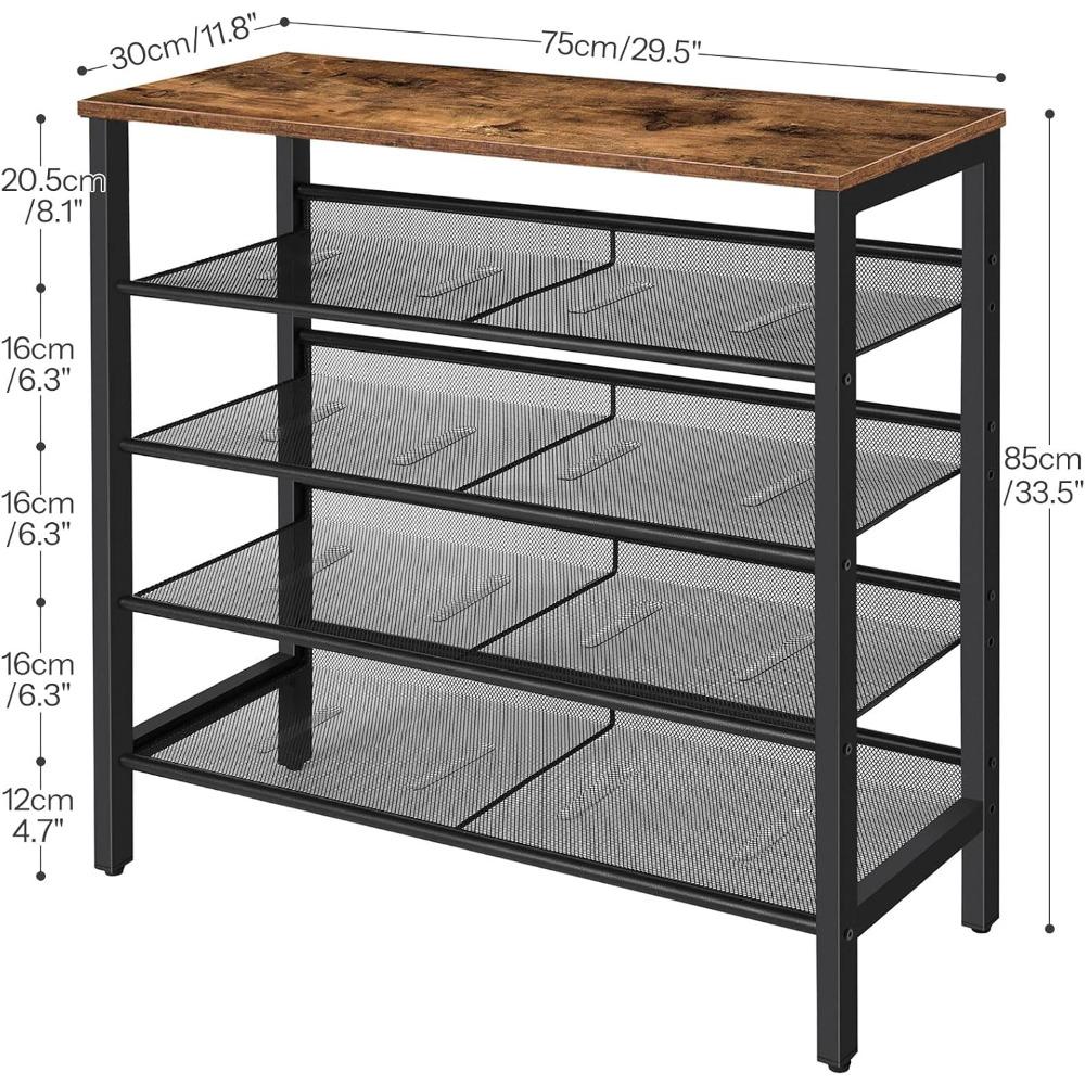 Shoe Rack, 5-Tier Shoe Storage Unit Flat & Slant Adjustable Shoe Organizer Shelf for 16 Pairs, Durable and Stable, for Entryway