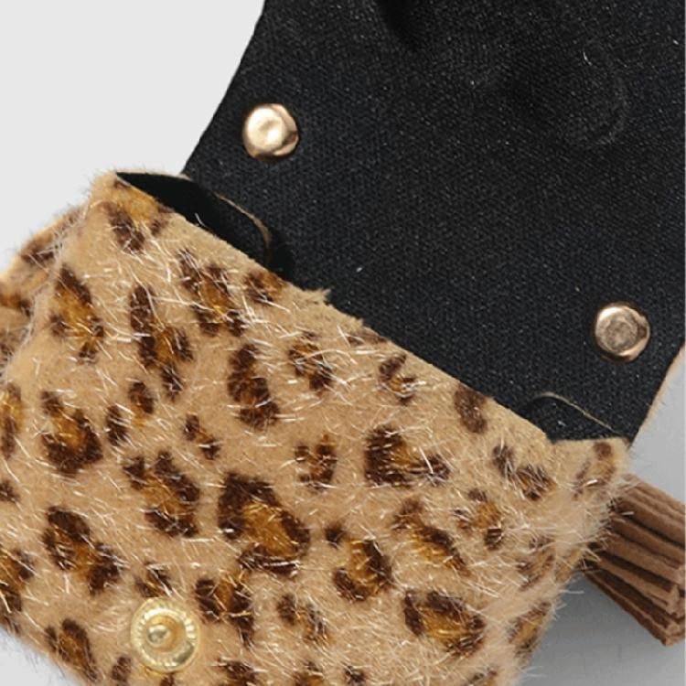 Bärbar leopardmönstrad nyckelringsplånbok med dekorativ metallrosettberlock liten handväska nyckelringstillbehör för nycklar