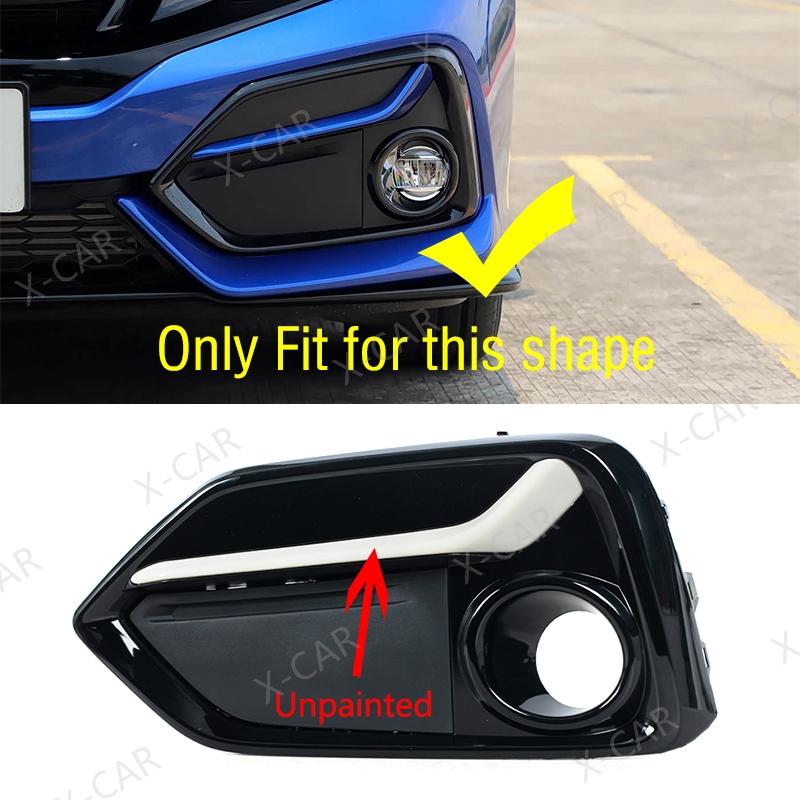 For Honda Civic Hatchback 2020 2021 Front Rear Bumper Fog Light Foglamp Trim Cover Frame Shell Lid Bezel front left