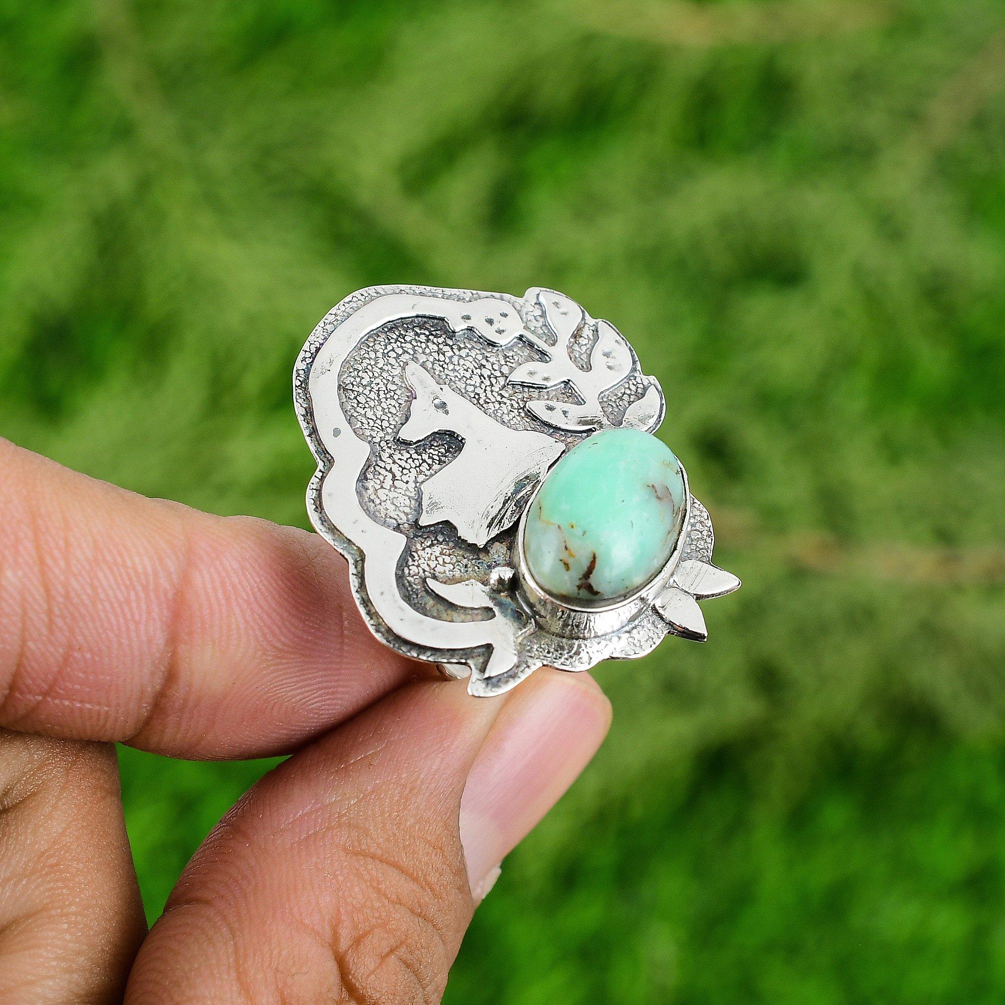 

Сделка ко Дню матери Натуральный хризопраз Кольцо-безель с несколькими камнями Серебро 925 пробы Adjustable