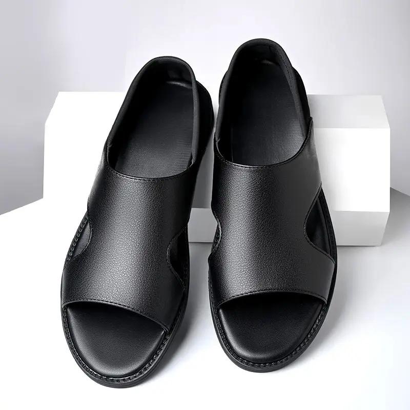 Fashion Genuine Leather Men's Sandal Beach 39 New Summer Low Price Big Size Fashion Non-slip 2025 Styles Cheap Liquidation Eva Male Shoe