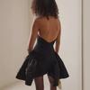 Women's French Hepburn Style Tube Top Tutu Skirt Dress with Black Floral Bandage Design - New Model