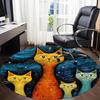 1pc Cat Family Office Round Area Rug, Indoor Mat Suitable ForOffice, Under Office Chairs Bedroom Living Room Home Decor, Room Deco D022