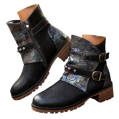 Women's Platform Patchwork Leather Ankle Boots Fashionable Casual Retro Wide Calf Knee High Boots for Women Plus Size Exotic