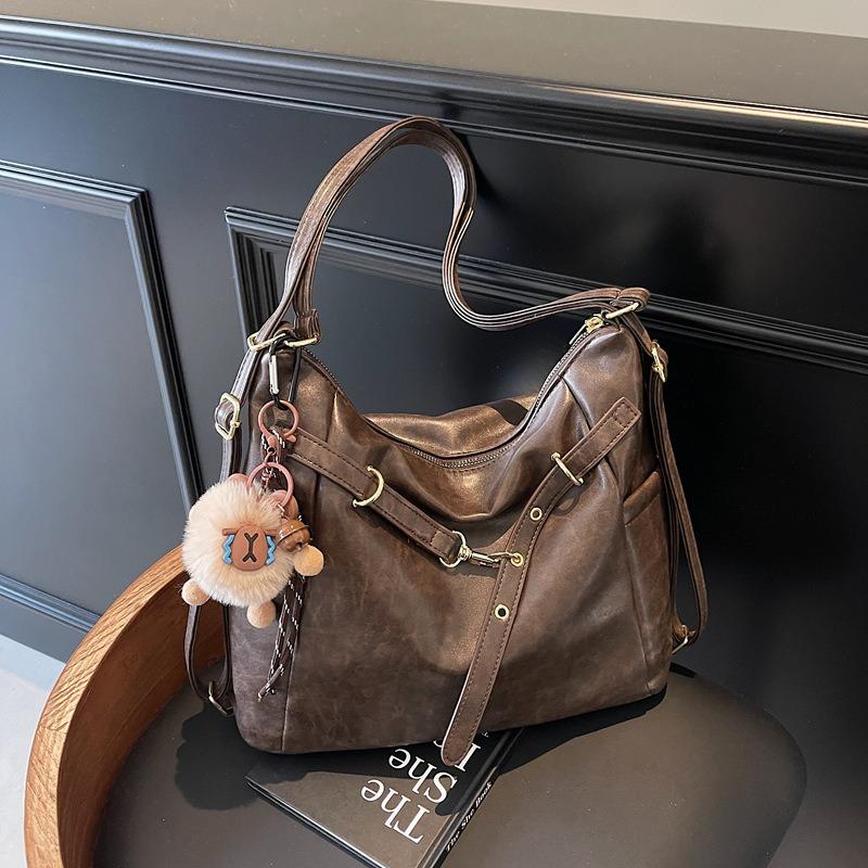 Retro tote bag women's new trendy fashion high-end shoulder bag large capacity commuter multi-purpose backpack