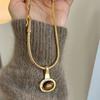 Retro Layered Tiger Eye Stone Pendant Necklaces for Girls Women Natural Stones Double-Layer Maillard Necklace Jewelry Gifts
