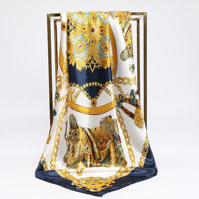 Silk Shawl Square Scarf For Women Print Headband Foulard Satin Hijab Hair Bands Neckerchief Female Head Wraps Bandana