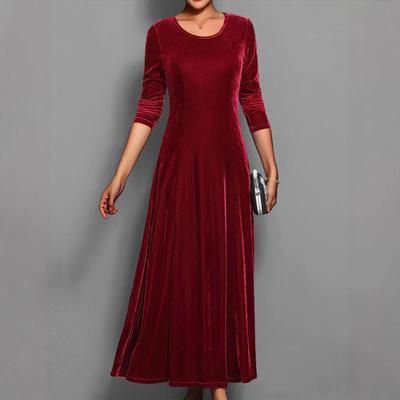 European and American Spring and Autumn New Temperament Elegant Velvet Dress Women's Clothing