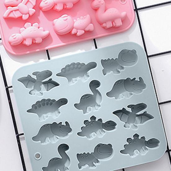 Ice Mold Silicone Tray 12 Cavity 6 Dinosaur Shapes Food Grade Flexible Maker Chocolate Ice Cubes Cake Making Kids Baking Supplies