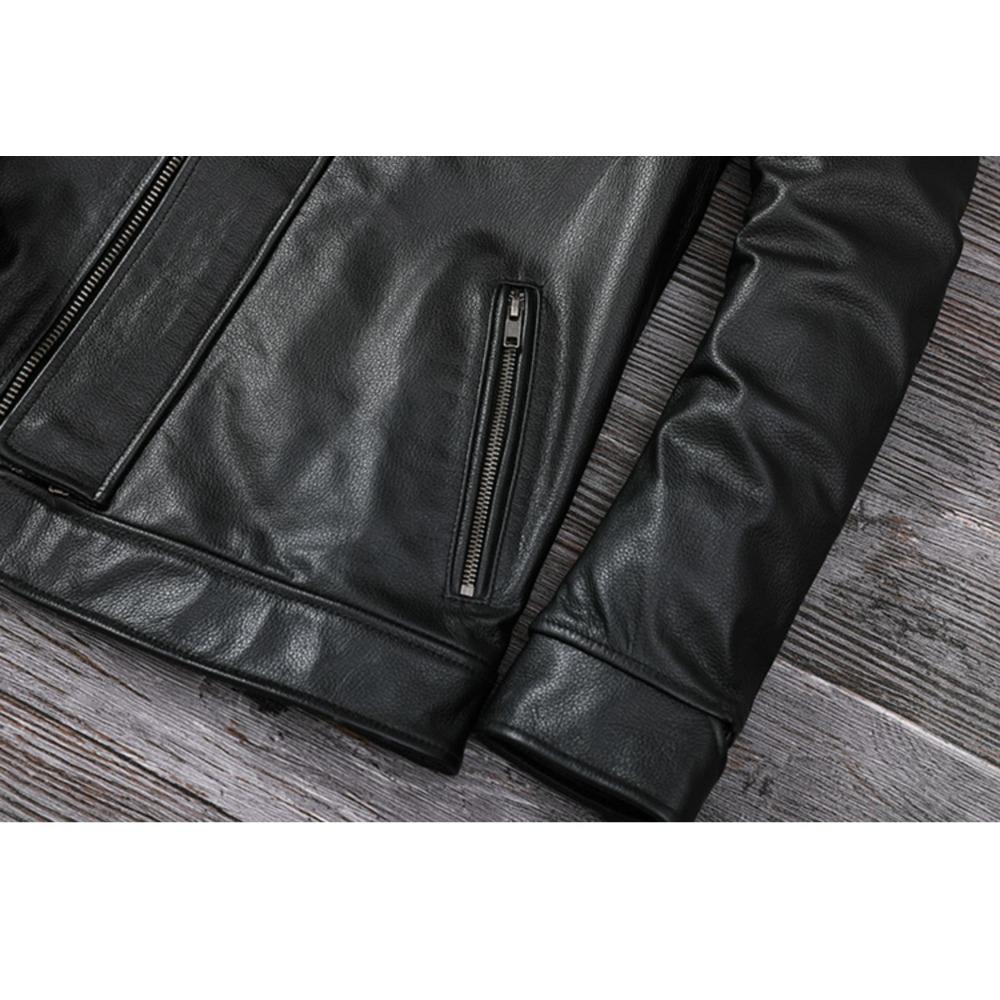 Chinese Size Men Leather Jacket Style Genuine Cowhide Coat Soft Slim Fit Spring