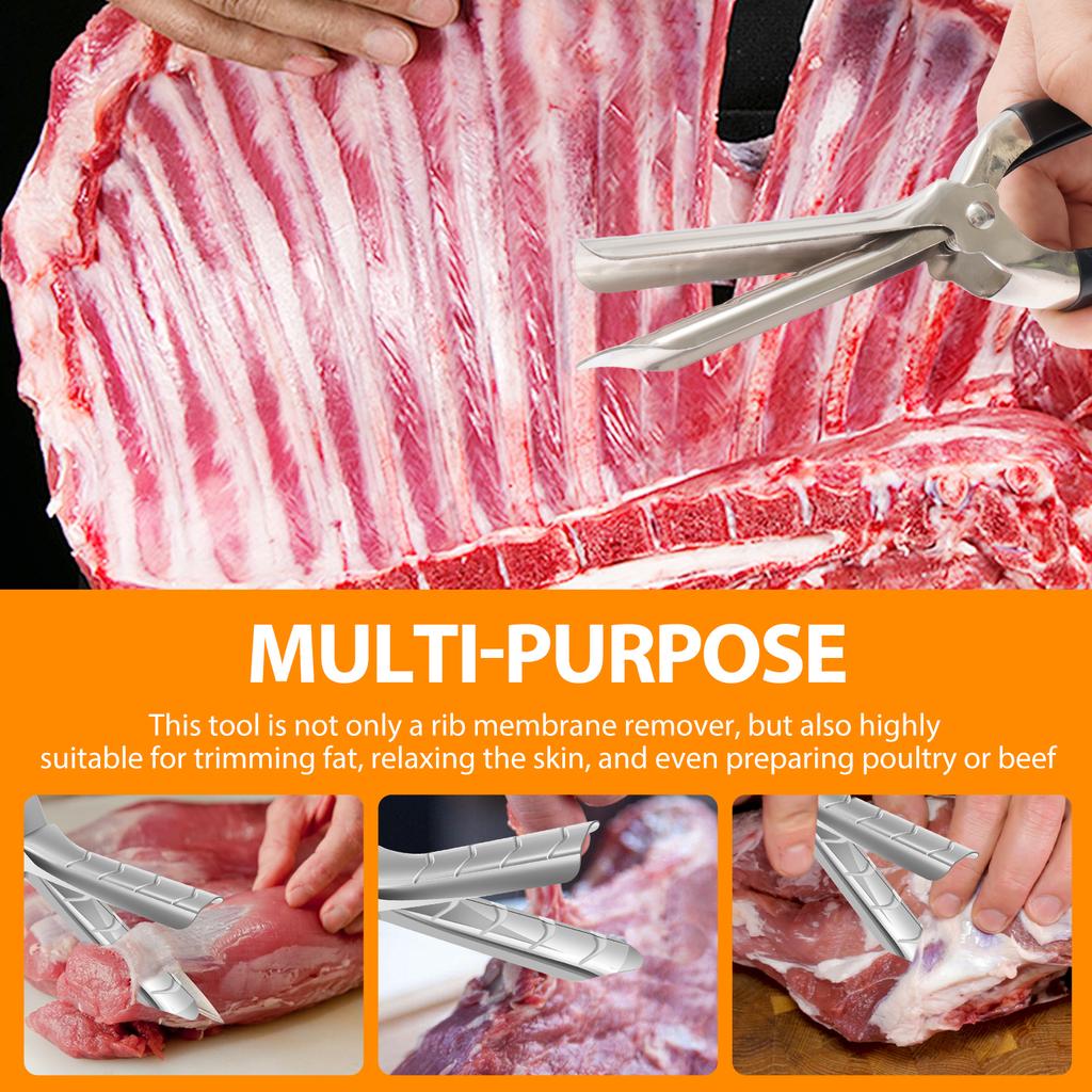Rib Film Removal Tool Stainless Steel Barbecue Rib Peeling Tool with Anti Slip Grip Kitchen Small Tool Dishwasher Cleaning