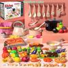 Kids Pretend Play Kitchen Toys Set Cooking Food Pots Pans Cookware Kit Toddler Girls Boys Educational Role Play Gift