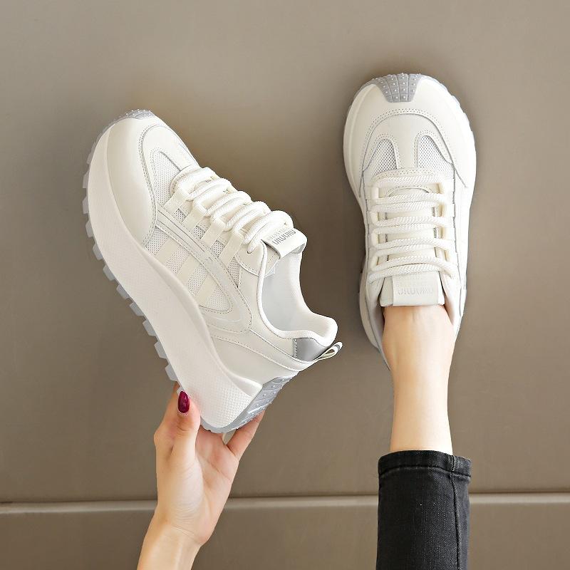 Thick-soled Forrest Gump shoes women's small feet 2025 new breathable mesh white shoes youth versatile casual shoes