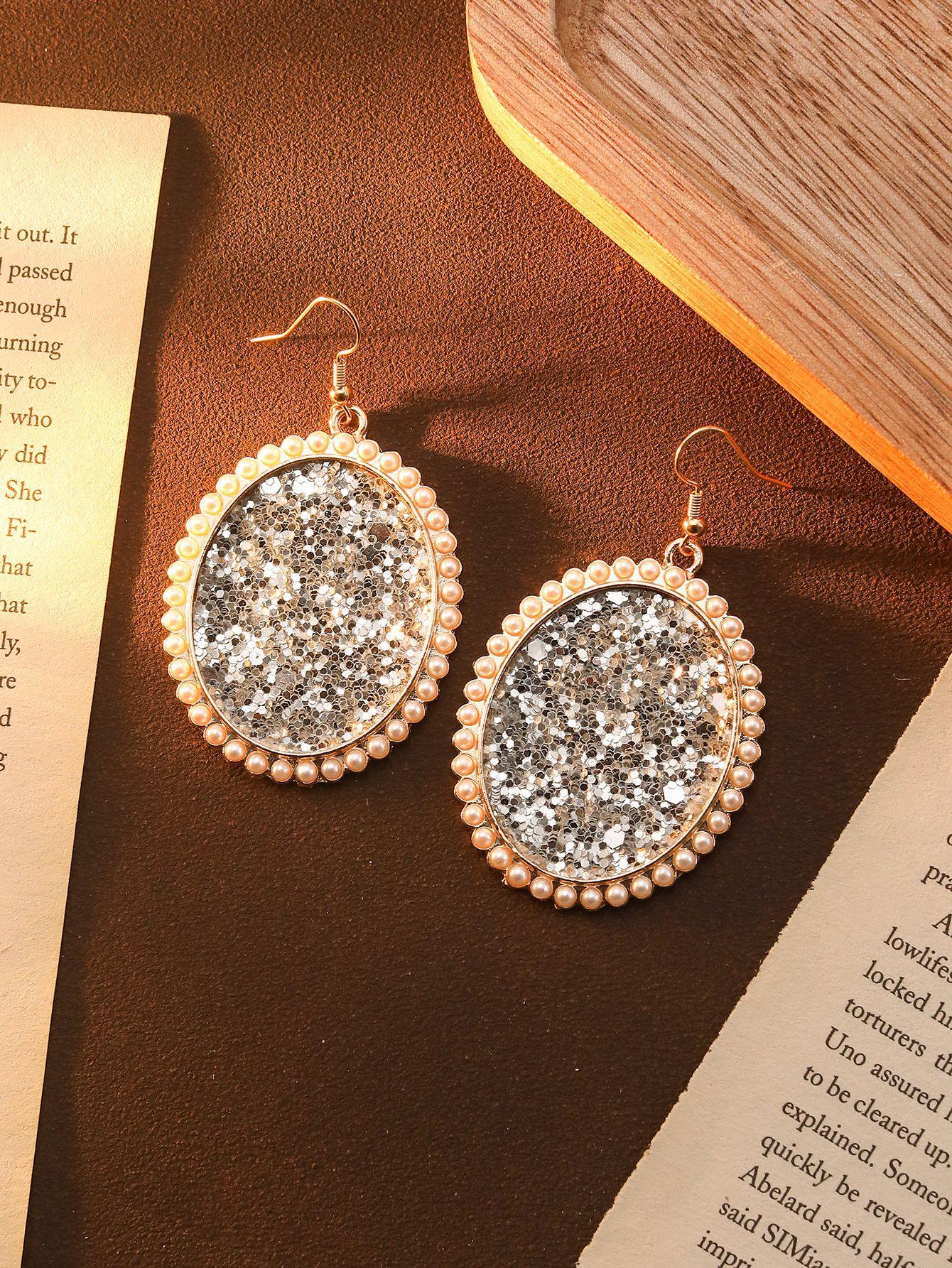 

Серьги с леопардовыми пайетками Премиальное чувство Ретро Серьги с бриллиантами и жемчугом Овальные серьги Бохо серьги