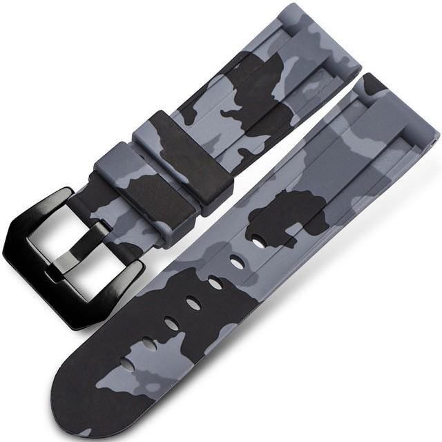 20mm 22mm 24mm 26mm Universal Camo Blue Grey Watch Band Rubber Silicone Watch Straps Wristwatch Belt Watch Accessories with Tool