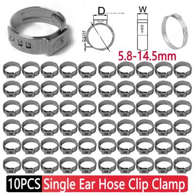 10 adet Hortum Kelepçesi Tek Kulak 5.8-14.5mm 304 Paslanmaz Çelik Hidrolik Hortum Kelepçeleri Sızdırmazlık için Cinch Kelepçe Halkaları Hortum Çeşitleri