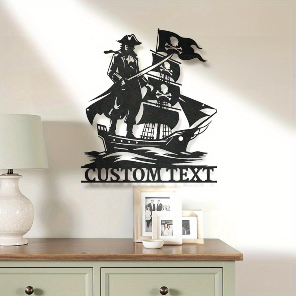 Custom Pirate Ship Metal Sign Retro Nautical Wall Decor for Home Office Man Cave