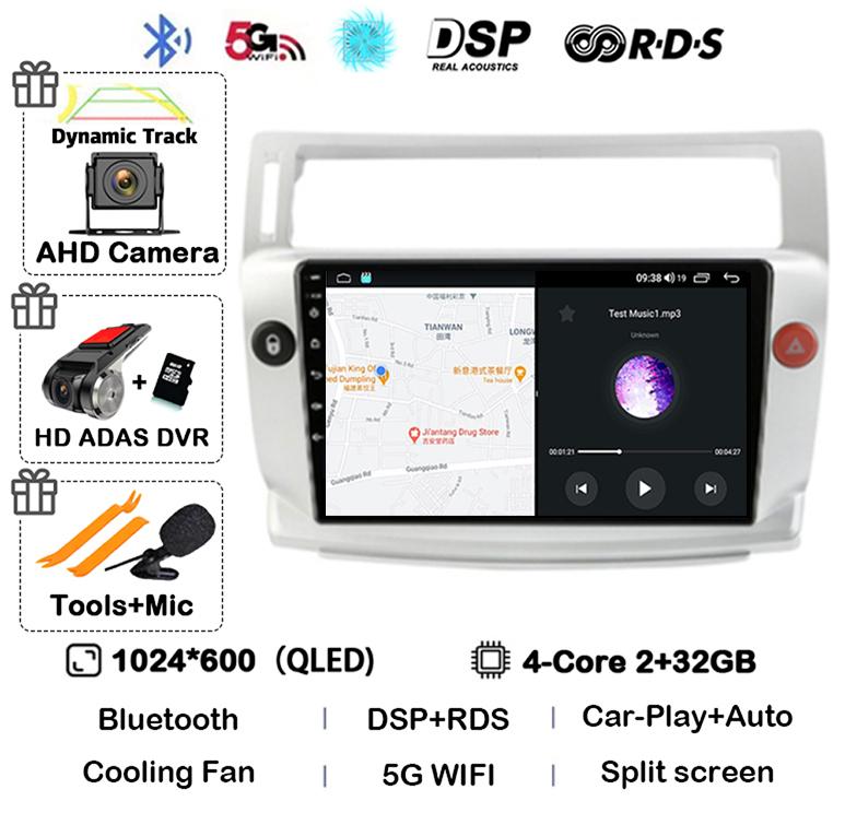 Android 14 Carplay Auto For Citroen C4 C-Triomphe Quatre 2004-2014 Car Radio Multimedia Video Player Head Unit Stereo 360 Camera
