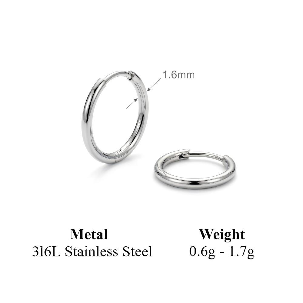 Pendientes de Aro Minimalistas Mariasz de Acero Inoxidable Finos y Delicados de 1.6 mm para Mujeres Hombres Pequeños Redondos de Oro Huggies Joyería