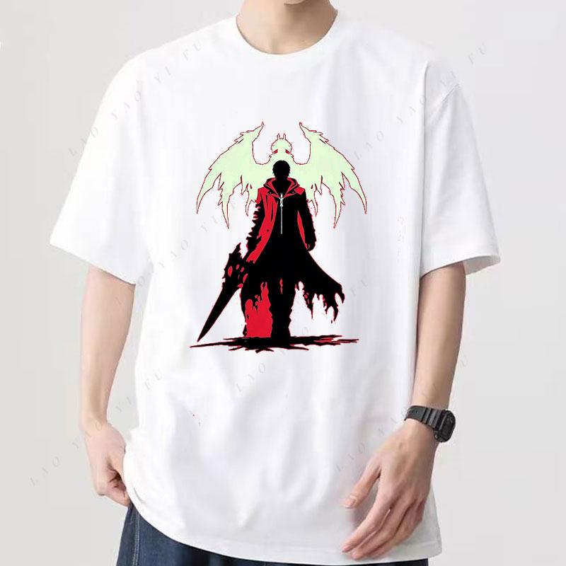 

Camisetas Devil May Cry Camiseta De Manga Corta Vintage Cartoon Game Y2k Clothes Cotton Crewneck Trendy Cool Tee Goth Tops 5XL різнокольоровий