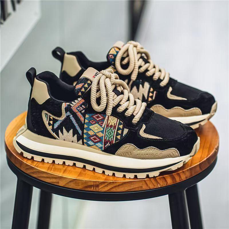 

Men s shoes spring 2025 new fashion embroidery daddy gump shoes trendy casual breathable comfortable sports running shoes 39 чорний