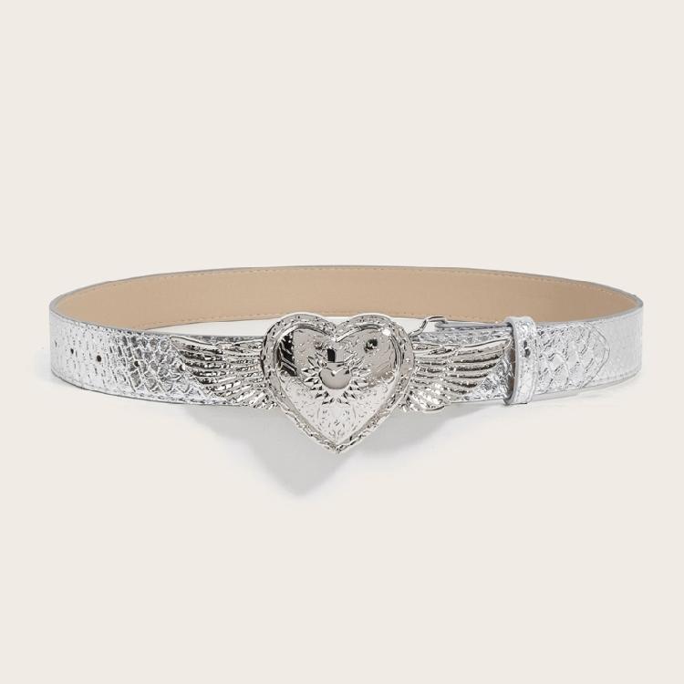 All Matching Belt for Women and Girl Love Heart Wing/Flower Buckle Popular PU Belt Adjustable Waistband for Jeans Pants