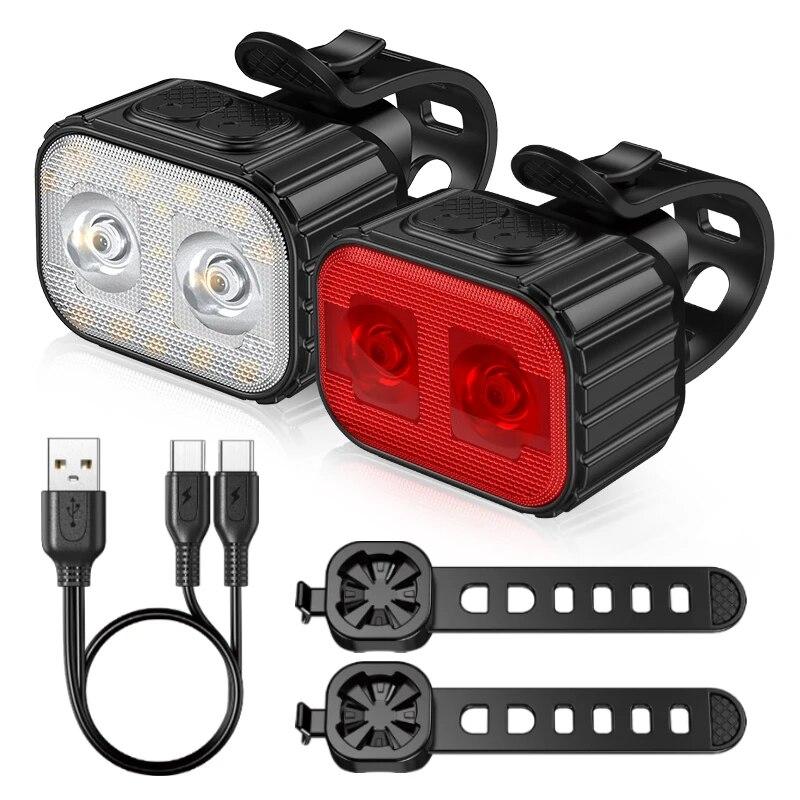 CYCLAMI Bike Taillight Q4 LED Bicycle Front Rear Lights USB Charge Headlight Cycling Bicycle Lantern Bike Accessories Lamps Taillight Headlight