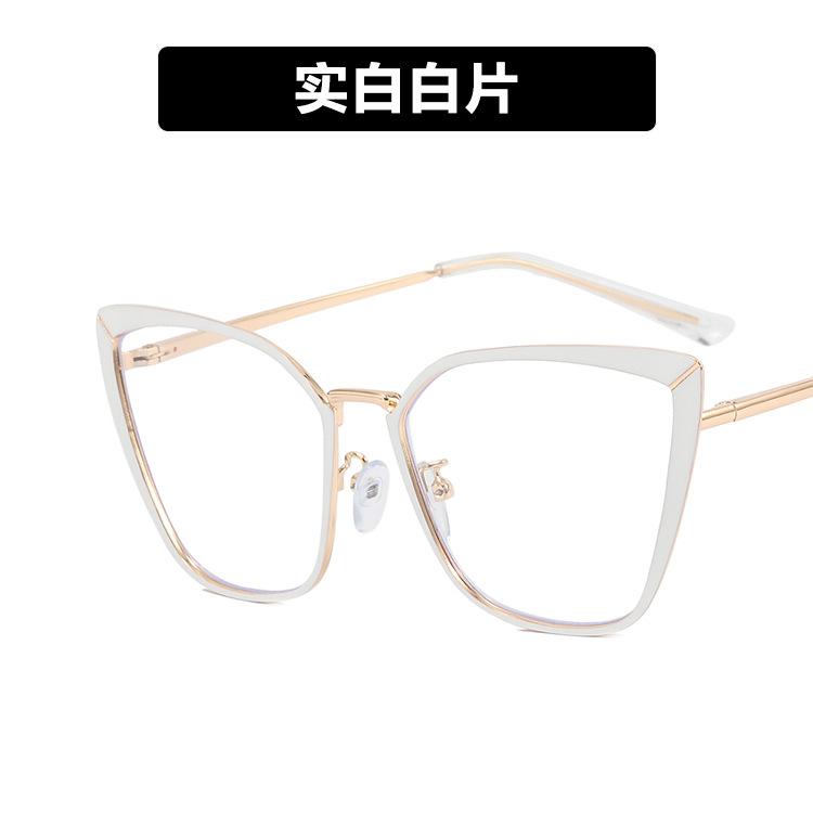 European and American metal cat eye glasses frame new flat mirror plain anti-blue light can be matched with myopia glasses frame